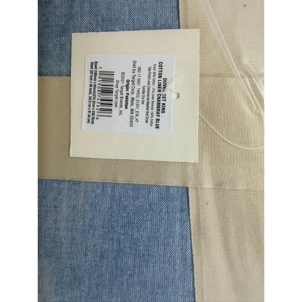 Threshold Duvet Cover Set King Blue Cotton Linen Chambray 3pc NWT